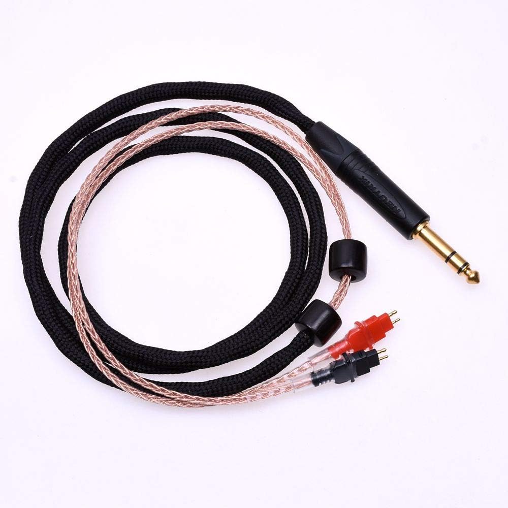 Black Sleeve 16 Cores 5N Pcocc HiFi Cable for SENNHEISER HD580 HD600 HD650 Headphone Upgrade Cable Extension Cord (2.5meter(8feet), PCOCC Copper Cable)