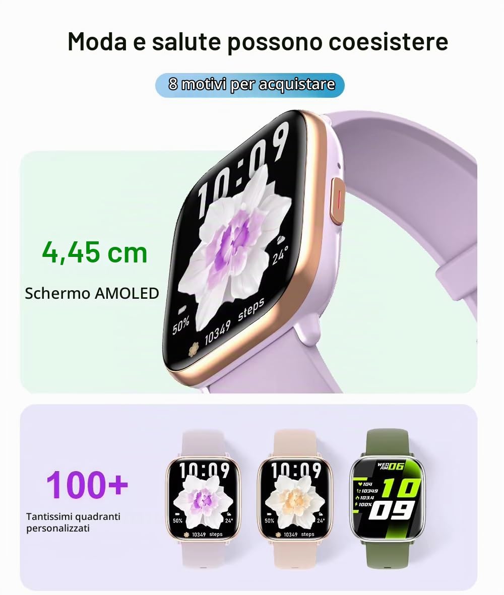 SUPEROFFERTA SCORTE FINALI 2026 novità Smartwatch Orologio intelligente AMOLED Chiamate Fitness Tracker Unisex Monitoraggio Frequenza cardiaca Saturimetro Pressione sanguigna (Nero)