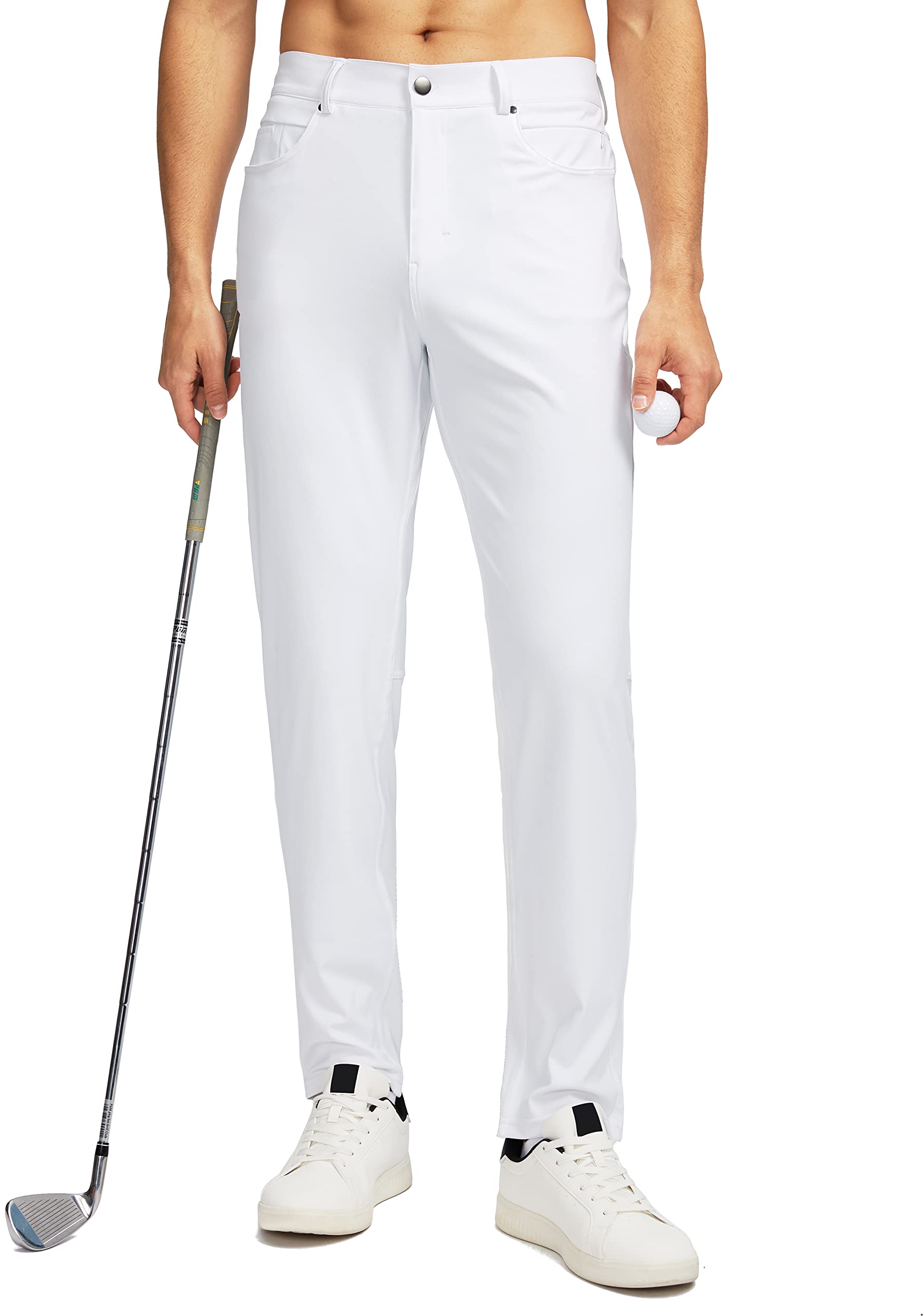 G GradualMen's Stretch Golf Pants with 6 Pockets Slim Fit Dress Pants for Men Travel Casual Work (White, XXL)