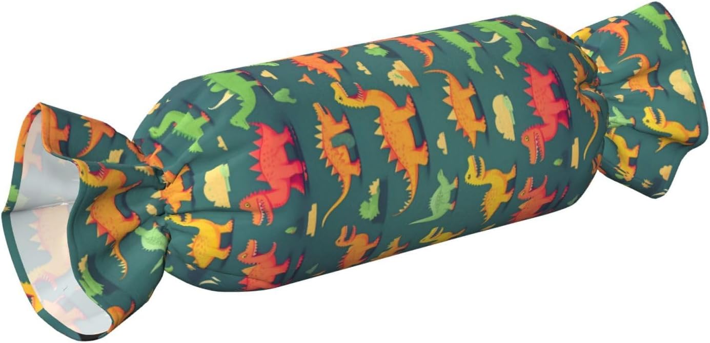 Many Small Dinosaur Print Candy Cylindrical Pillow Round Bolster Pillows Versatile Use Decor Bedroom Travel