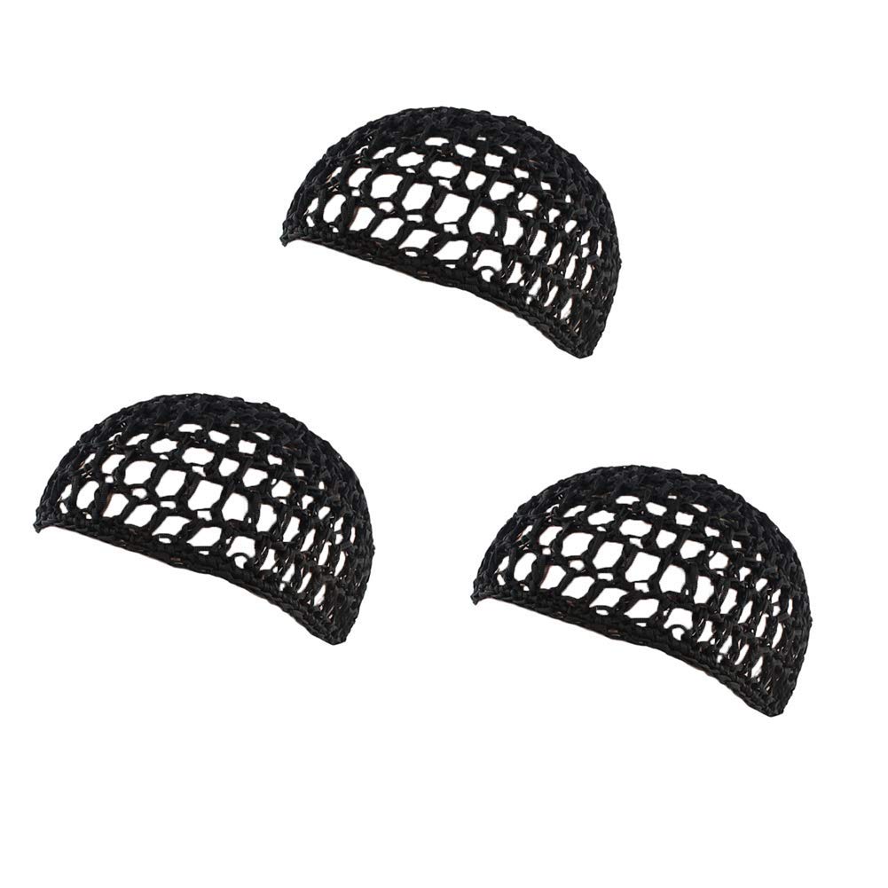 Bettli Shower Caps, Black Cotton Hair Net Snood, One Size Fits All, 3 Pack (small code)