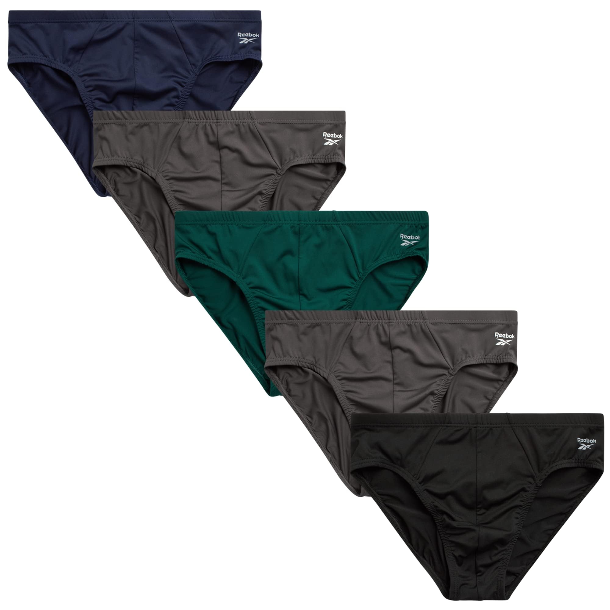 Reebok Men's Underwear - Quick Dry Performance Low Rise Briefs (5 Pack)