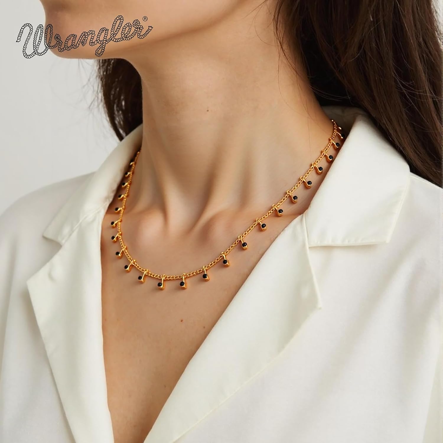 Montana West x Wrangler Gold Plated Choker Necklace for Women, 18k Gold Plated Chain Lightweight Beaded Dainty Jewelry - Image 2