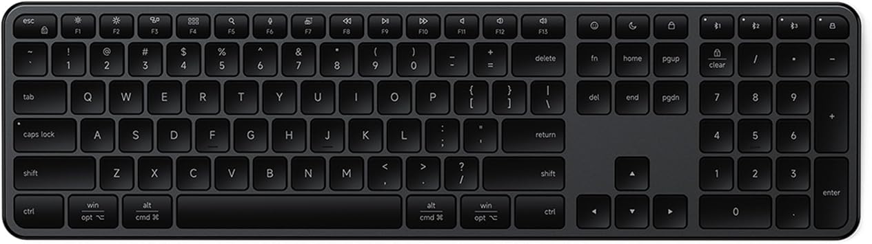 Satechi Slim EX3 Wireless Keyboard, Bluetooth & 2.4 GHz, Space Black