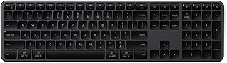 SATECHI Teclado Inalámbrico Slim EX3 𝗤𝗪𝗘𝗥𝗧𝗬 𝗨𝗦, Teclado Bluetooth con Keypad Numérico, Multi-Dispositivo 4 en 1, Receptor 2,4 GHz y Recargable, para Mac, Windows y Android – Negro Espacial