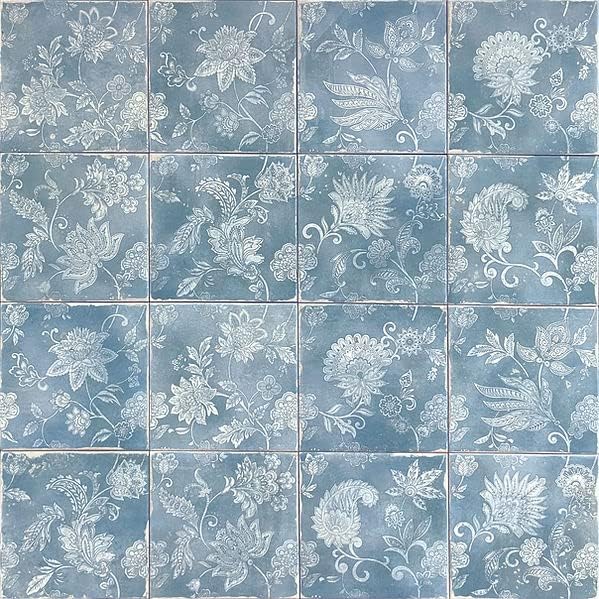 6 x 6 Charleston Cielo Blue Paisley - Azulejo de pared de porcelana (16)