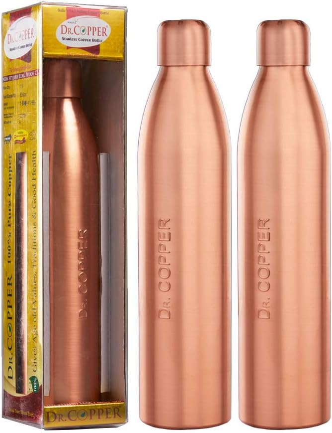 Dr. CopperCopper Water Bottle, 800ml, Set of 2, Copper