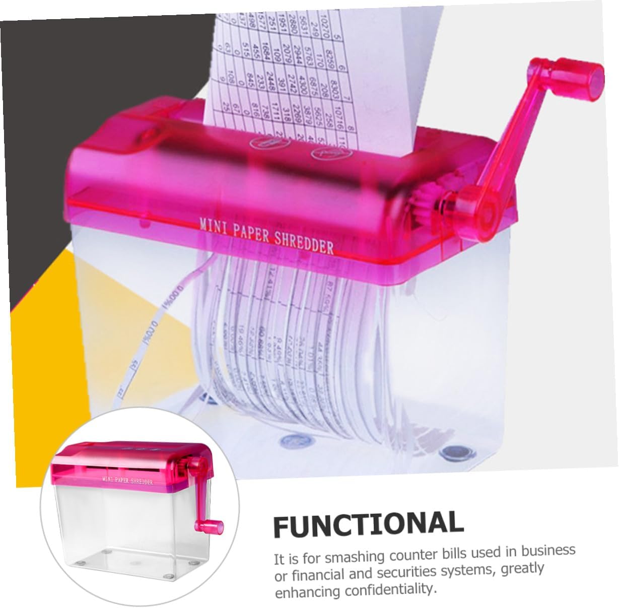 Manual Small Paper Shredder for Home Office Portable Hand Crank Design Wear-Resistant Plastic and Metal Compact Tabletop Tool for Paper Bills Receipts Easy Operation and