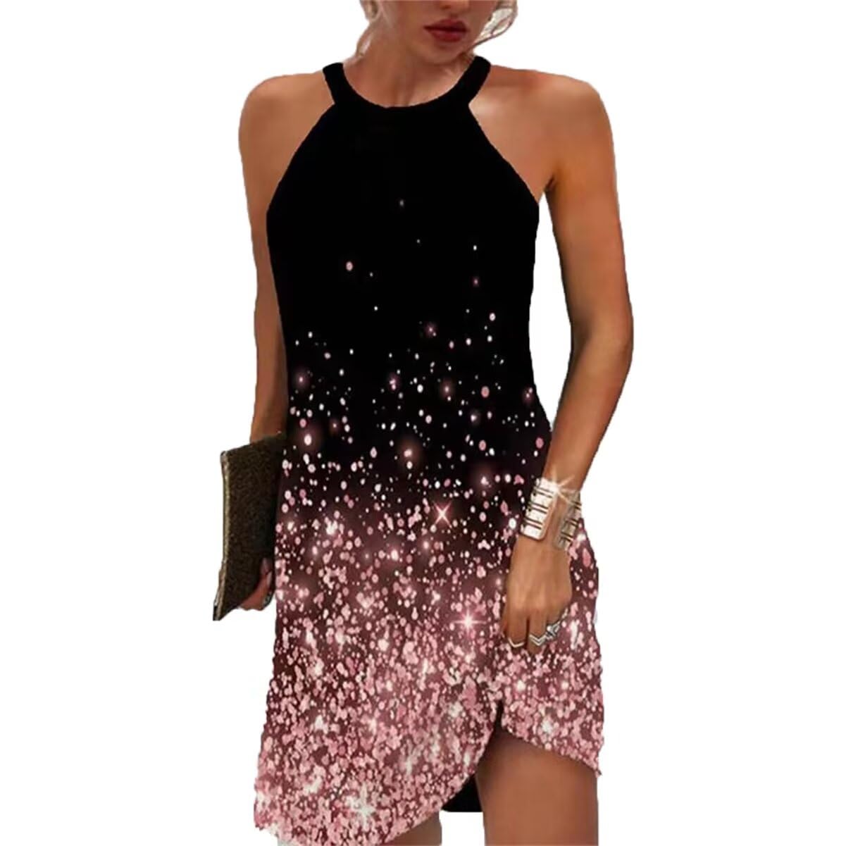 Women Summer Sleeveless Halter Neck Dresses 2026 Casual Floral Print Dress Sun Dresses for Party Beach Vacation