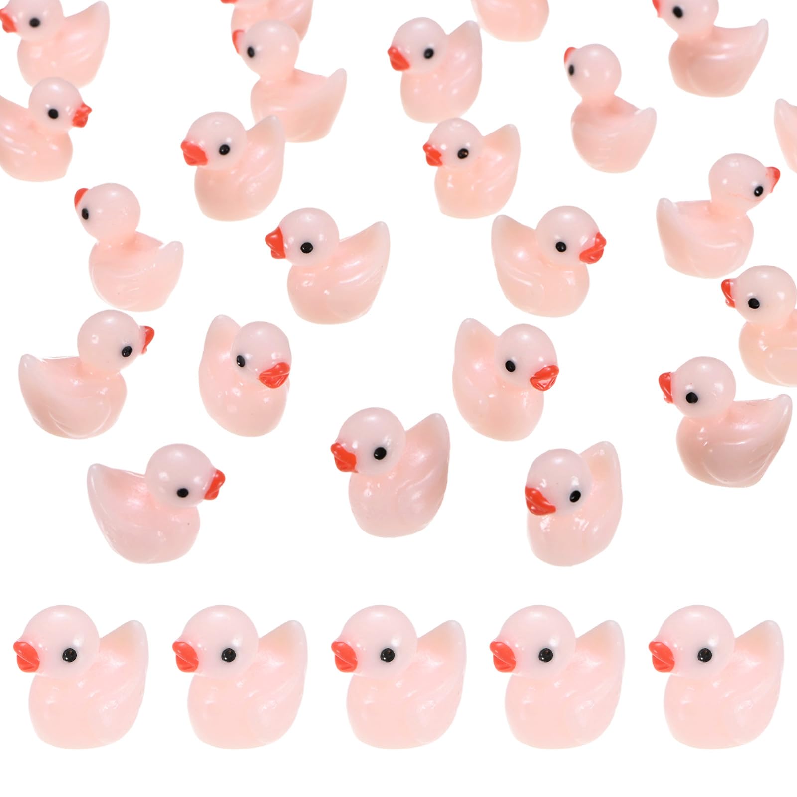 M METERXITY 30-Pack Mini Resin Ducks, Small Tiny Duck Figurines for Terrarium Decor/Micro Landscaping Home/Aquarium/Craft Supplies, Decorative Resin Animal Statues [Tender Pink]