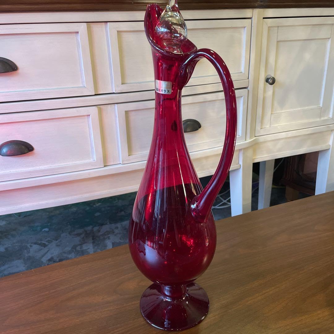 赤色のガラス花瓶、置物、香水入れもの Amazon.co.jp: 沖縄琉球ガラス赤置物花瓶水差し赤 : ホーム