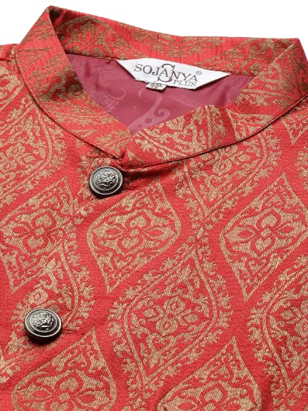 Image of SOJANYA (Since 1958, Men's Silk Blend Grey Kurta Pyjama & Silk Blend Jacket Combo