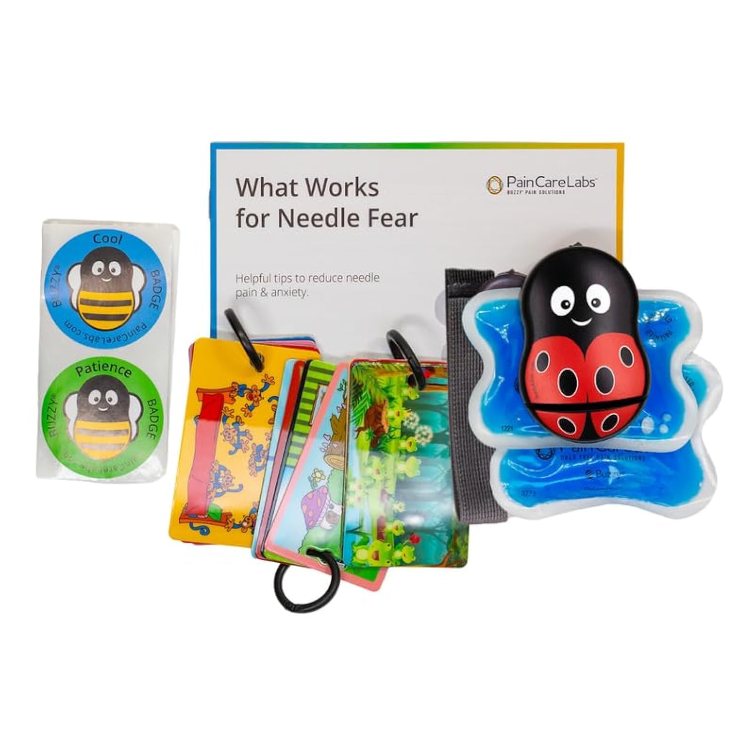 Buzzy Distraction Bundle – Distraction Games, Puzzles, Toys, and Buzzy XL Personal Striped for Kids – Engaging Play Time Activities for Anxious Children – Latex Free Zipper Carrying Case