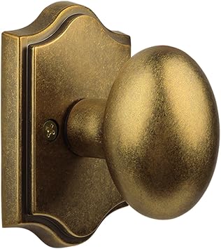 Antique Brass Oval Dummy Door Knobs, 2 Pack | Vintage Style, Push Pull Design, For Closet Pantry & French Interior Doors, Zinc Alloy Build