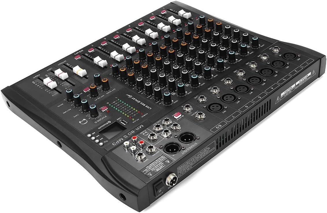 9 Channel Professional Console Studio Audio Mixer DJ Sound Mixing for Family KTV Campus Speech Meeting