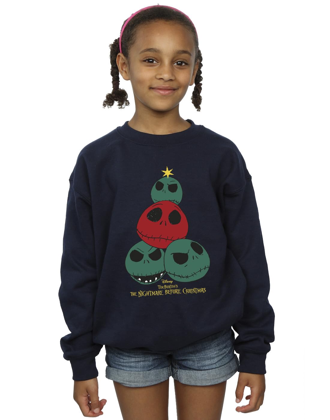 Absolute Cult Girls Navy Blue Disney The Nightmare Before Christmas Tree Sweatshirt 7-8 Years