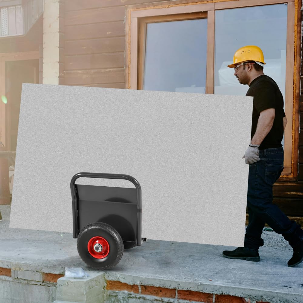 Carrello con pannello resistente, con due maniglie, ruote in gomma solida da 25,4 cm, super capacità di carico 453,6 kg, movimento su tutti i terreni per cartongesso pesante e trasporto materiale per