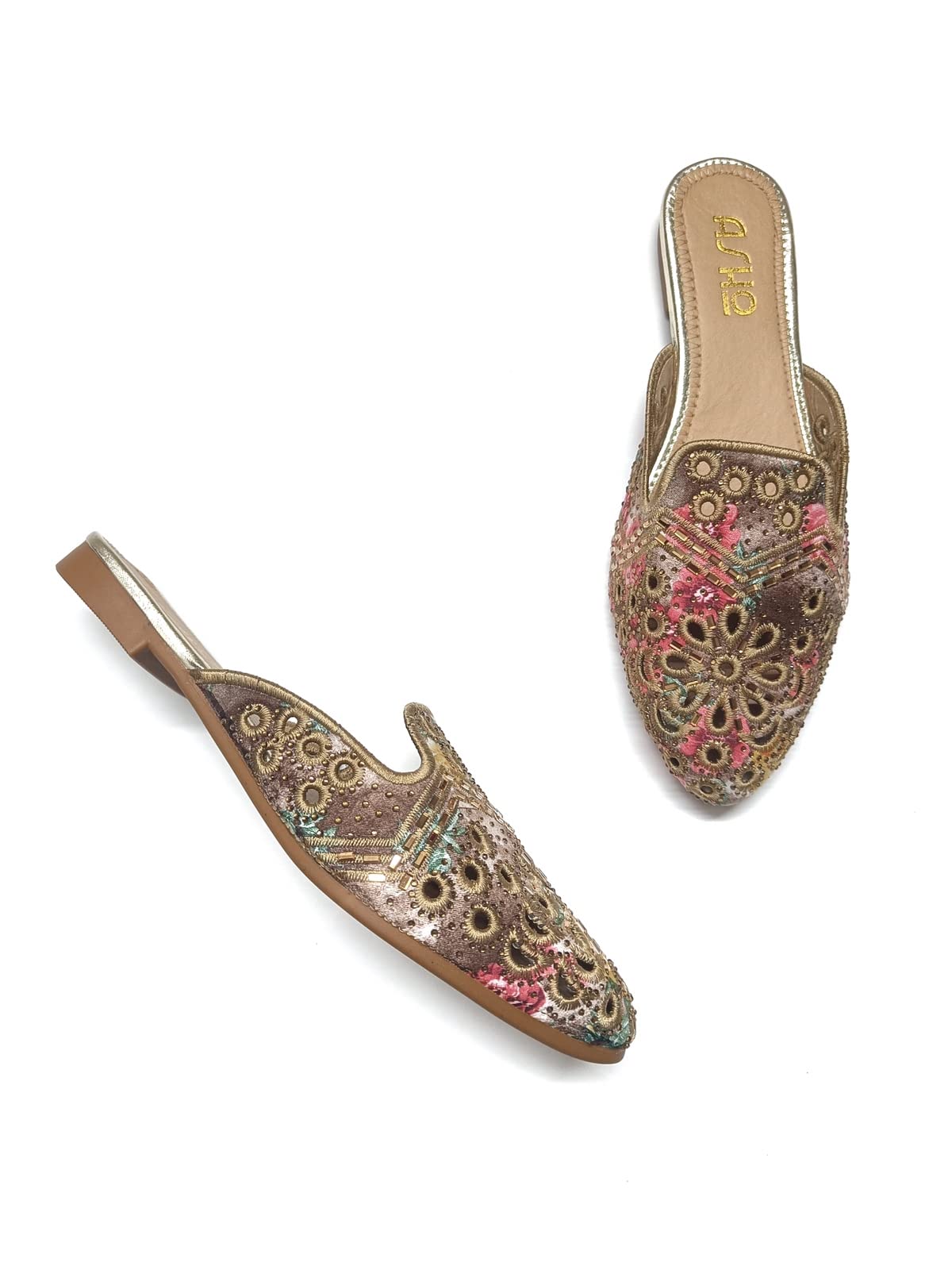 Angel Sales Womens Traditional Ethnic Flat Designer Mules (Chiku, Numeric_7) (B0BSDKRS21) Amazon Price History, Amazon Price Tracker