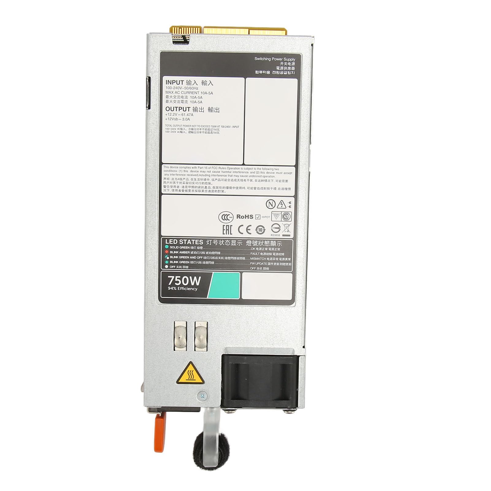 Generic Hocheffizientes D750E S6 750 W Server-Netzteil, Gute Wärmeableitung für R740 R730XD R630, Metall, 1 Einheit