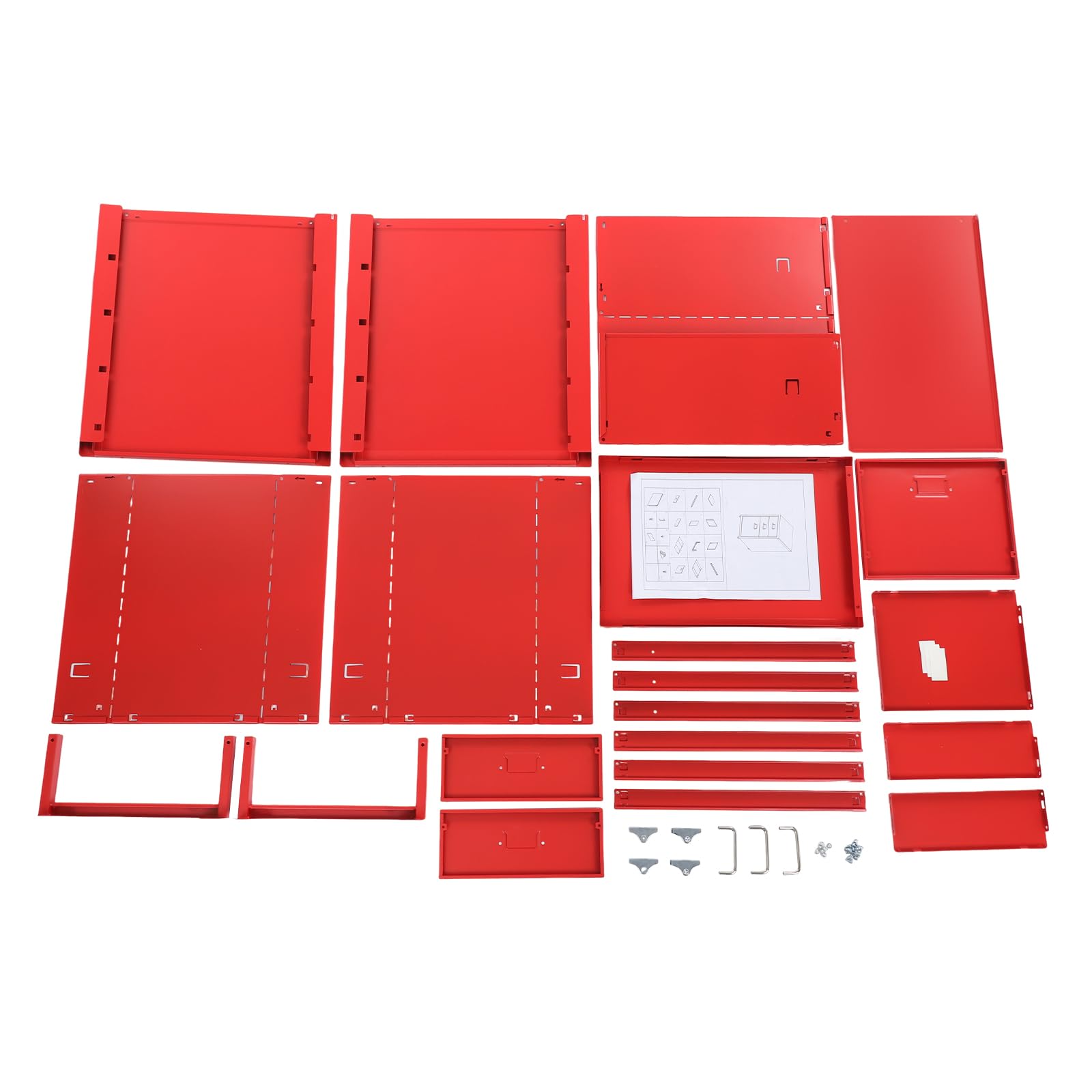 Aktenschrank mit 3 Schubladen Violetter Metall-Aufbewahrungsschrank 41x28x48 cm mit Rollen & Etikettenschlitz & U-förmigen Griffen Moderner mobiler Schrank für Zuhause & Büro (rot)