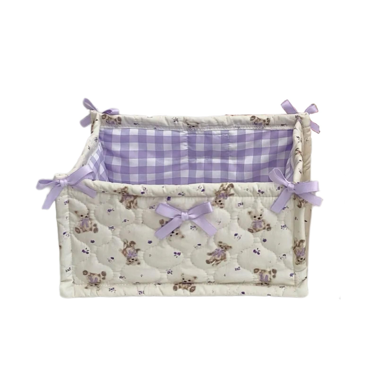 Quilted Fabric Desktop Storage Basket for Home and Organization for Stationery and Cosmetics Soft Quilted Container