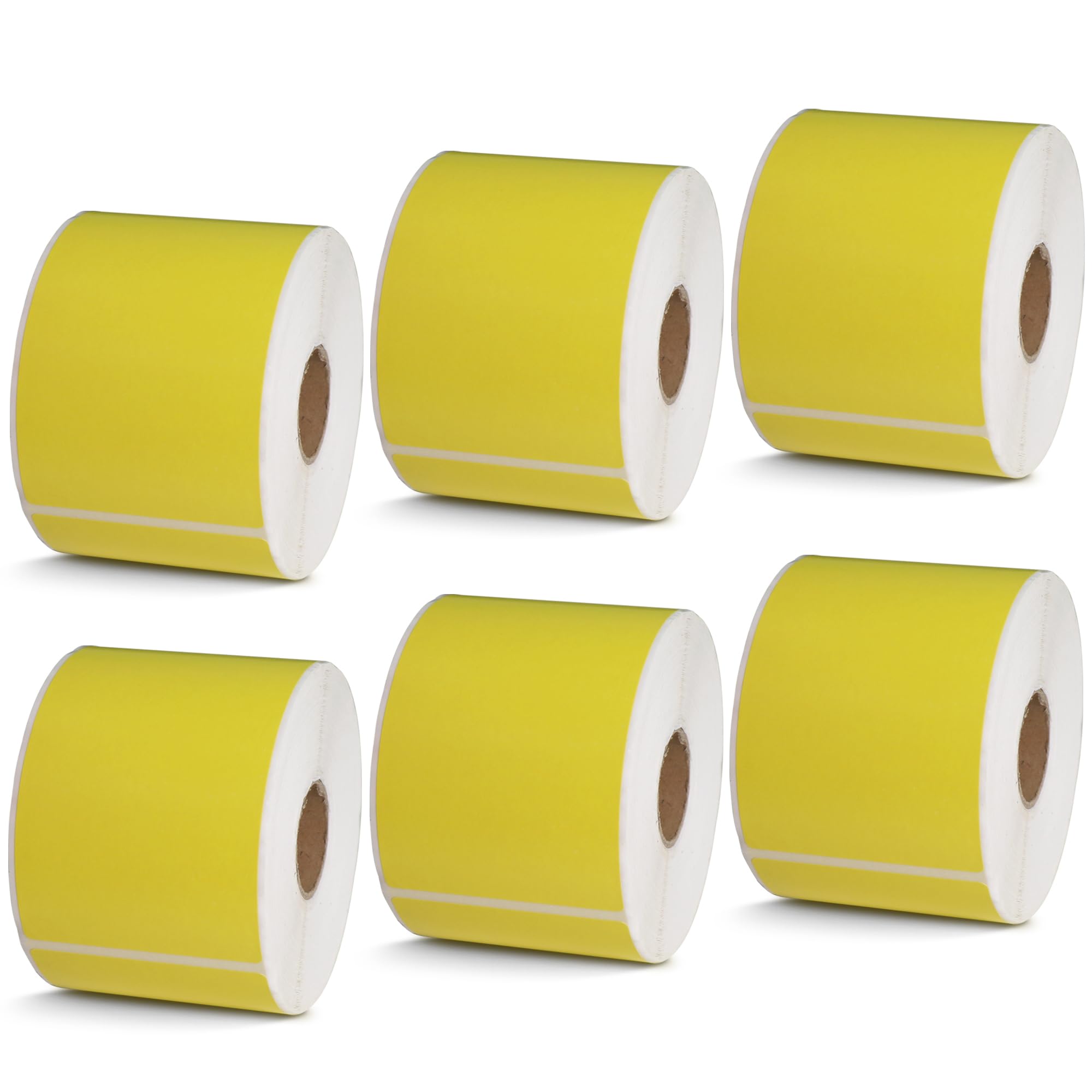 BETCKEY - Étiquettes polyvalentes et d'expédition de 5,7 x 10,2 cm compatibles avec les imprimantes d'étiquettes Zebra et Rollo, adhésives de qualité supérieure et perforées [jaune, 6 rouleaux, 2100