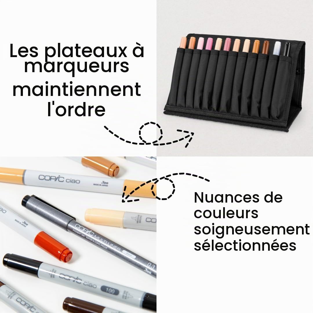 COPIC Ciao Set « Couleurs Portrait », Set de 12 pièces dans un Wallet, Twin Marker avec une pointe moyenne et une pointe Brush