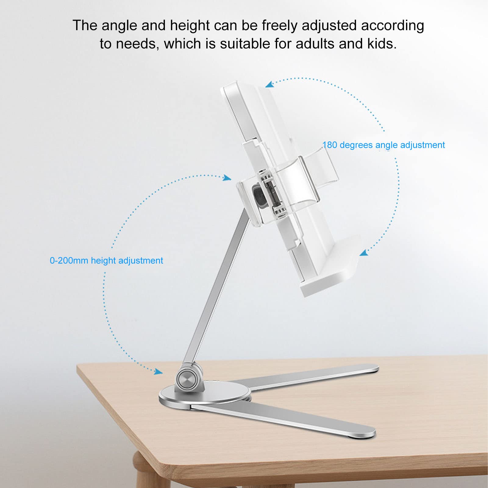 Silver Multifunctional Book Holder, Adjustable Height Book Stand, Hands Unfettered Stable Sturdy, Outstanding for Home Office School Reading A6 A4 Books