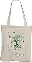 Ecobag Raízes e Asas Bolsa de Praia Feminina Grande Tecido Costura Reforçada de Algodão Cru Ecológica 30x40 REC store