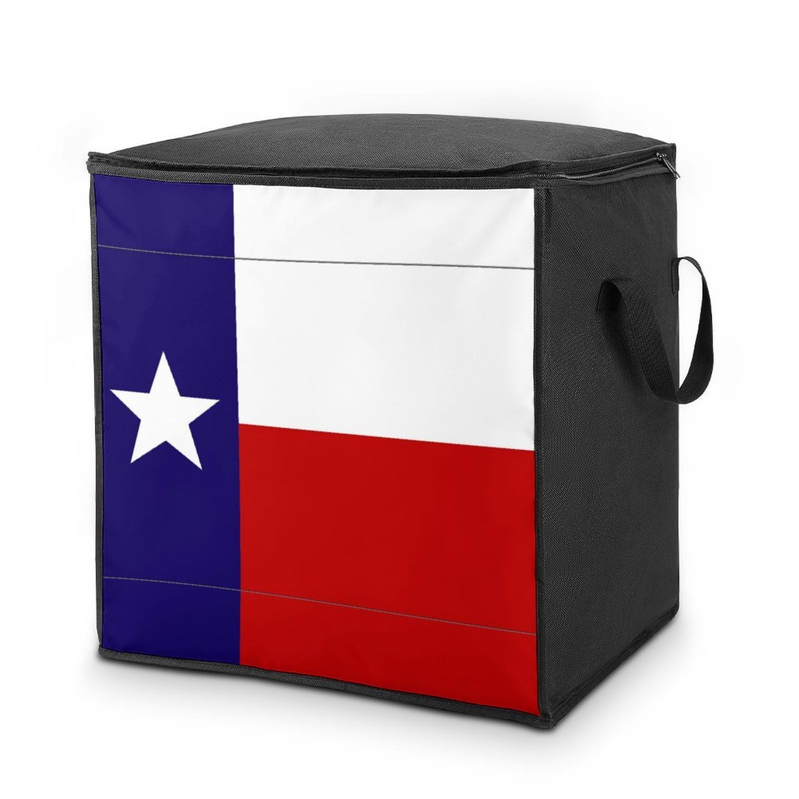 Lyfthologen 70L Storage Bags, Texas Flag Storage Box with Lid Zipper And Handles, Clothes Bags for Quilt, Blankets, Bedding