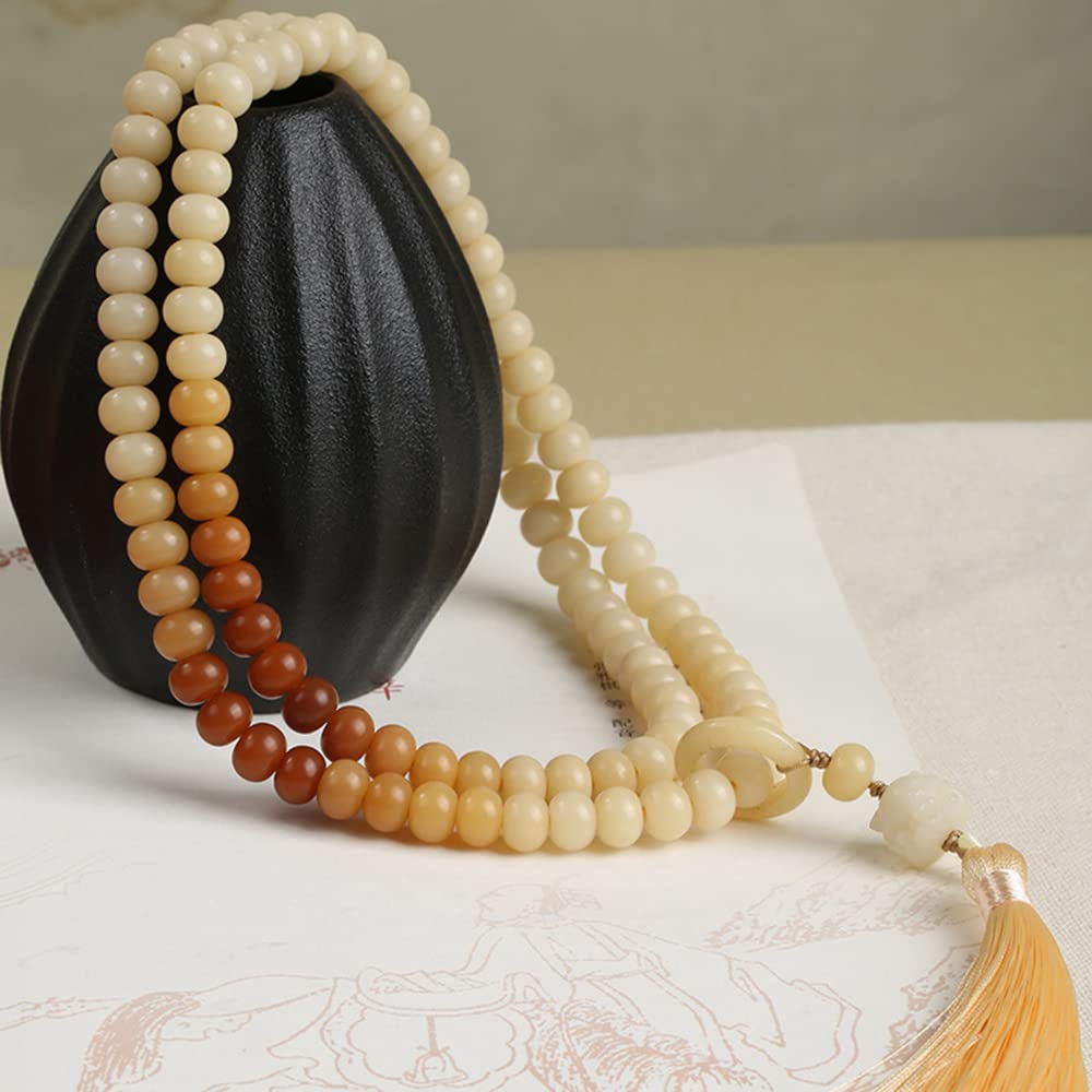 Bracciale con Perline di radice Bodhi Sfumata 108 Collana