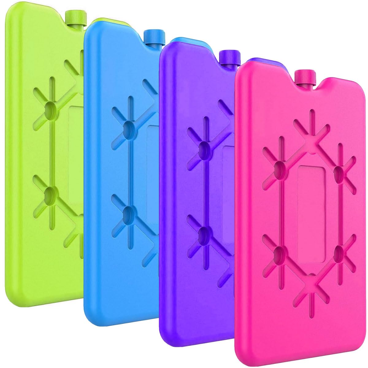 Acumulador De Frío Reutilizable para Bolsa Térmica Y Nevera Portátil Extra Plano Bloque De Hielo Colorido para Fiambrera Picnic Camping Oficina - Juego De 4 16.5x10.9x1.4 cm