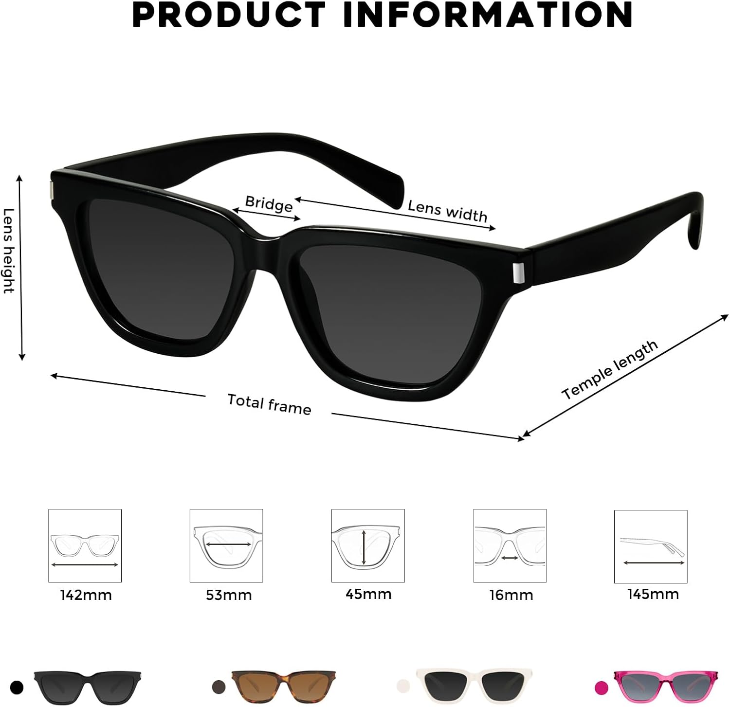 mosanana Trendy Small Cat Eye Polarized Sunglasses for Women Retro Square Narrow Skinny Sun Glasses MS52358 - Image 6