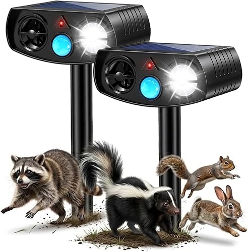 Solar Animal Repeller with LED Light (2 Pack)