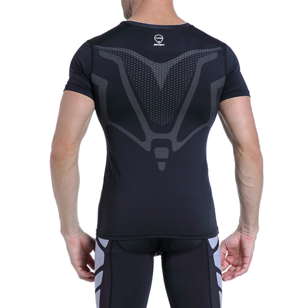 AMZSPORT Maglia a Manica Corta Compression da Uomo Sport Palestra