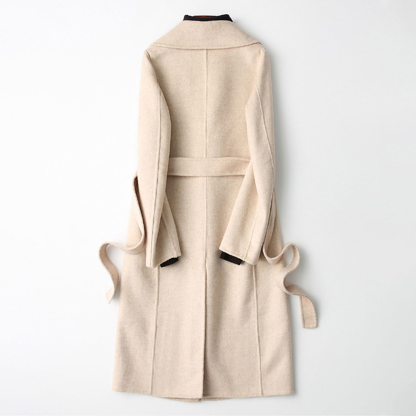 Gabardina de invierno 100% lana ligera color sólido clásico con muescas de solapa abrigo delgado cálido medio largo de lana chaqueta chaqueta chaqueta Outwear con cinturón