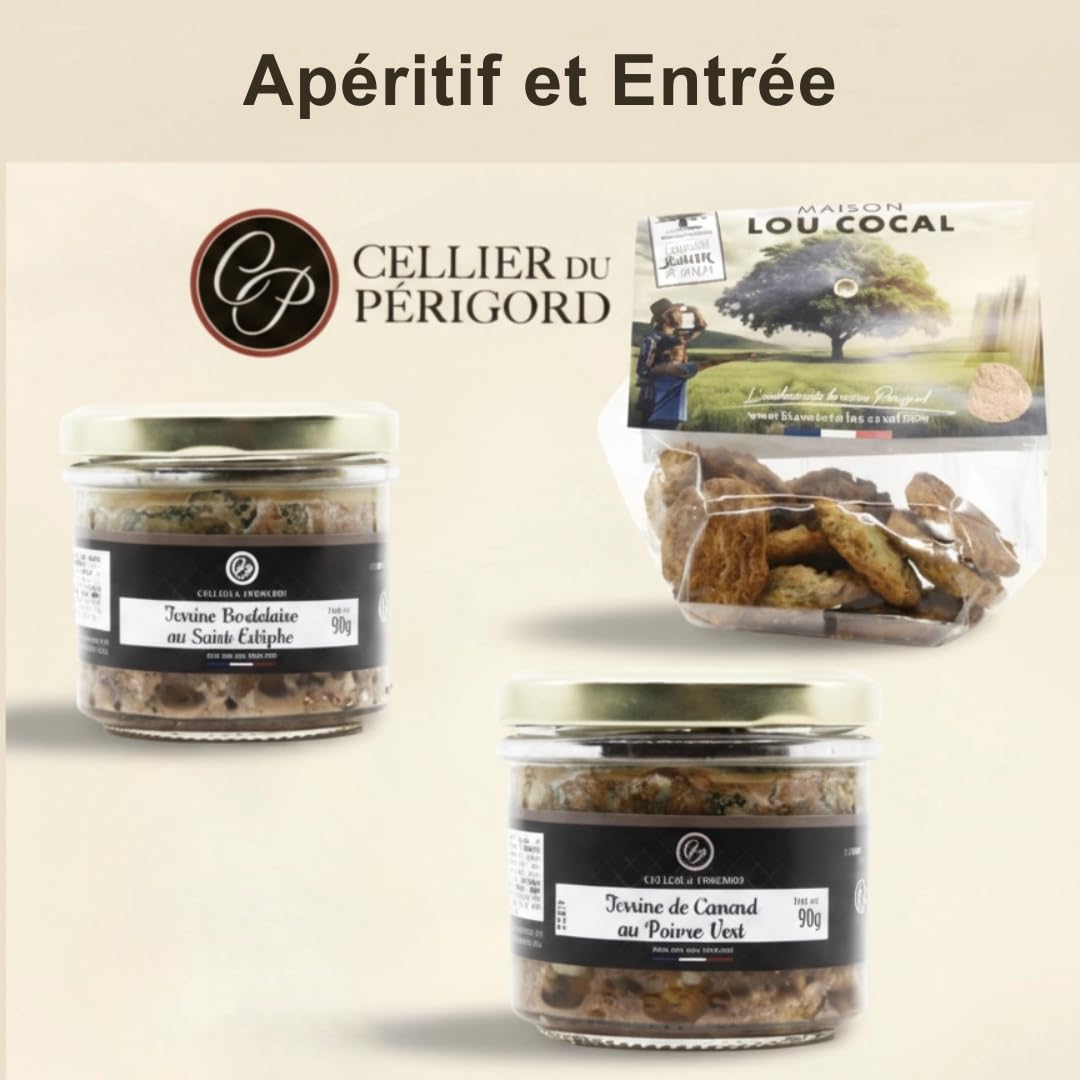 Cellier du Périgord Panier Gourmand Colis Uby et Exea - Vin | Foie gras de canard 120g, confit d'oignons, pain d'épices et vins Domaine Uby et Domaine Exea du Sud-Ouest en valisette