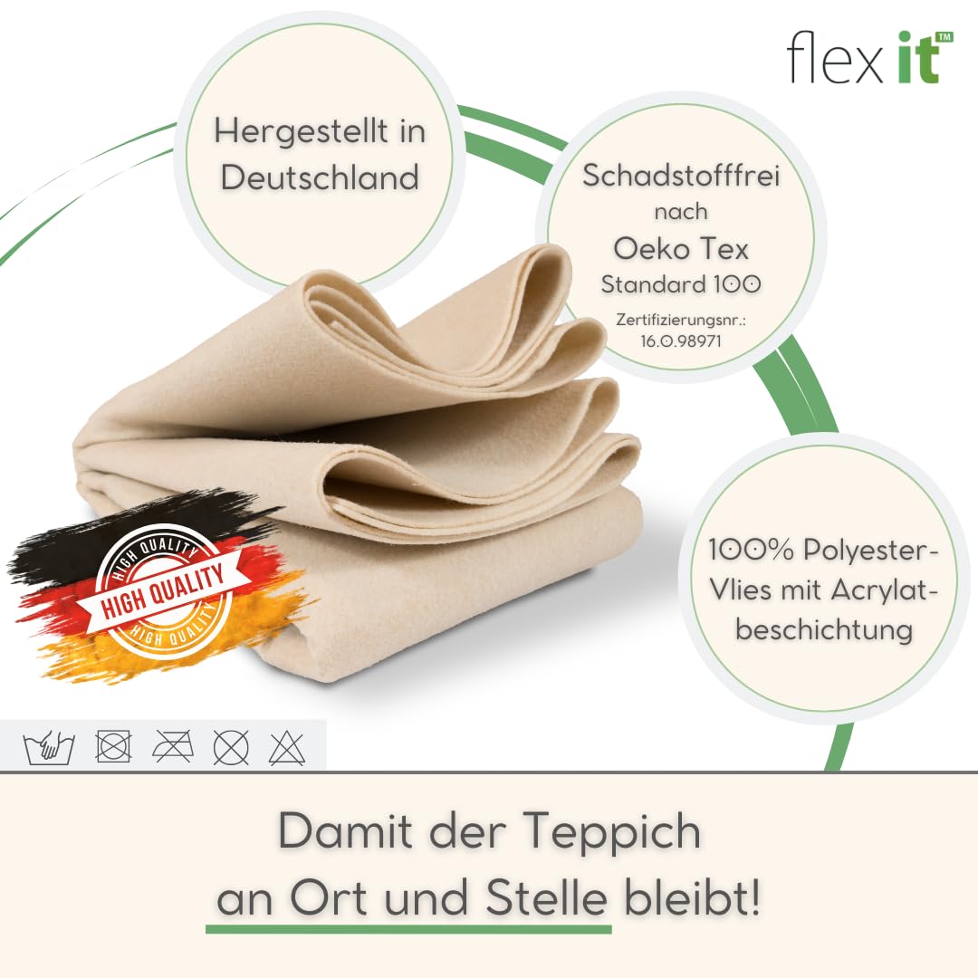 flex it Classic Comfort 190x290 cm Antirutschmatte für Teppich Ohne Weichmacher Wärmeisolierende rutschfeste Teppichunterlage groß Teppichstopp Antirutsch Vlies Teppichunterleger für Wohnzimmerteppich
