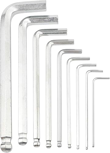 Juego de herramientas Allen de 9 piezas, llave hexagonal, juego de destornilladores Allen | Extremo de bola de acero métrico, a prueba de