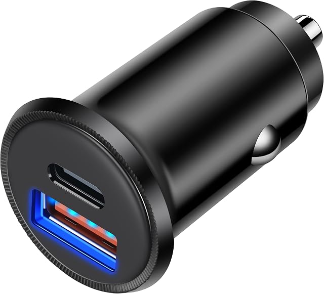 CREAPICO Szybka Ładowarka Samochodowa, 2-Portowa Przejściówka 38W z USB C i A (PD20W+QC18W) do Zapalniczki, Gniazdo Mini, Kompatybilna z iPhone 14/13/12/11/Pro Max/mini/SE, Samsung S22/S21, Xiaomi