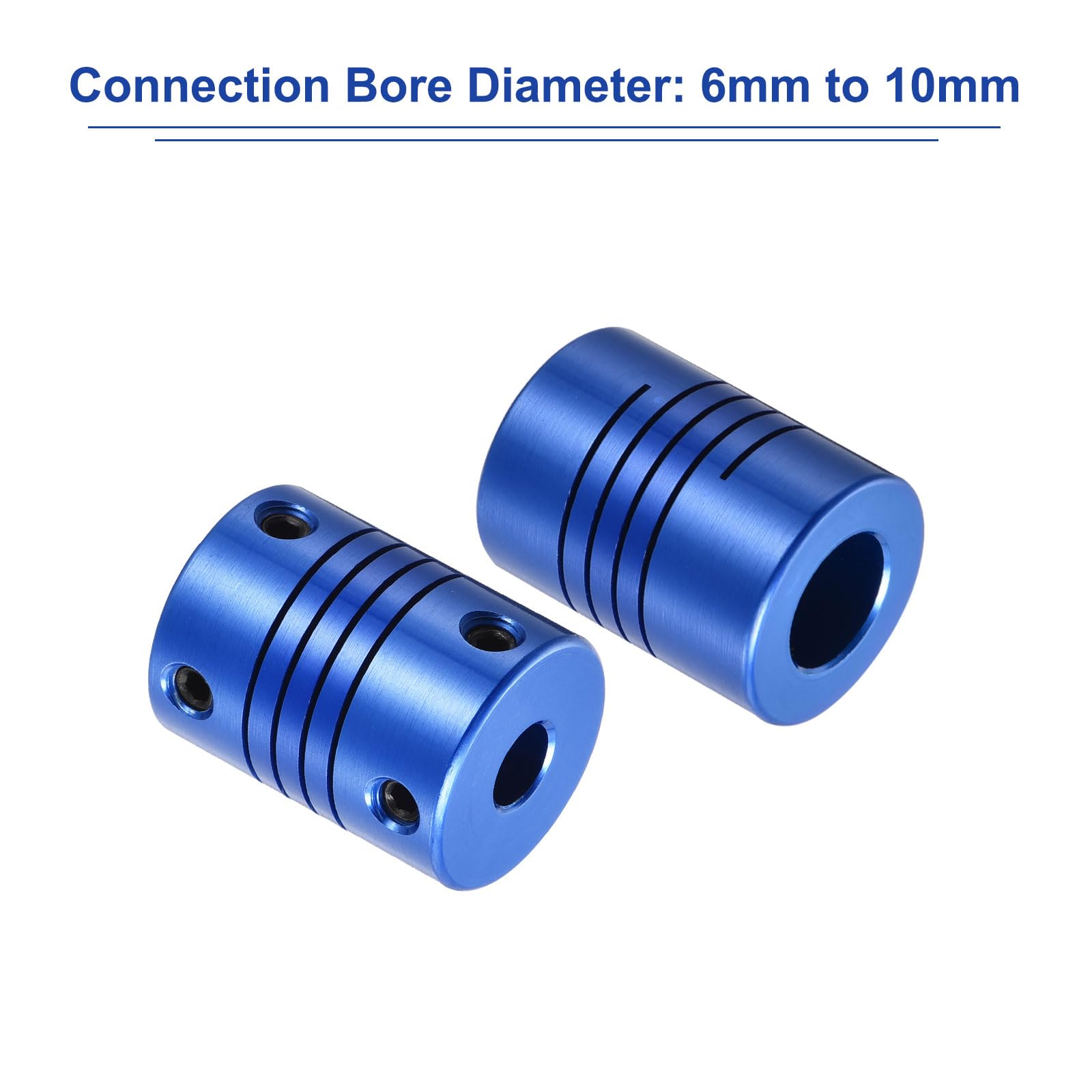 Produktbild von QUARKZMAN Wellenkupplung 6–10 Mm – Alu, L=25 Mm, D=19 Mm, Federnd, Blau, Für Motor & Encoder, Inkl. Schrauben
