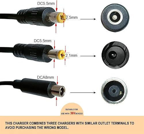 Miniatura 4 de Tres modelos similares de cargadores de batería de 42V 2A juntos para evitar comprar el modelo incorrecto, adecuado para scooters eléctricos de 36 V