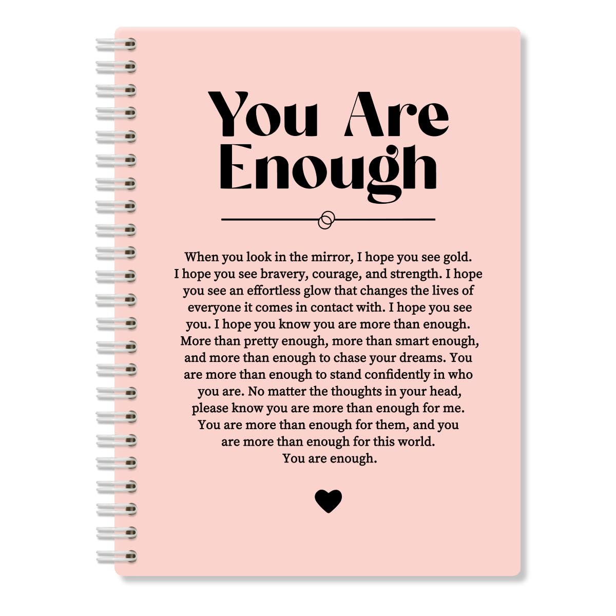 Cadeau de santé mentale inspirant : carnet à spirale vierge You Are Enough