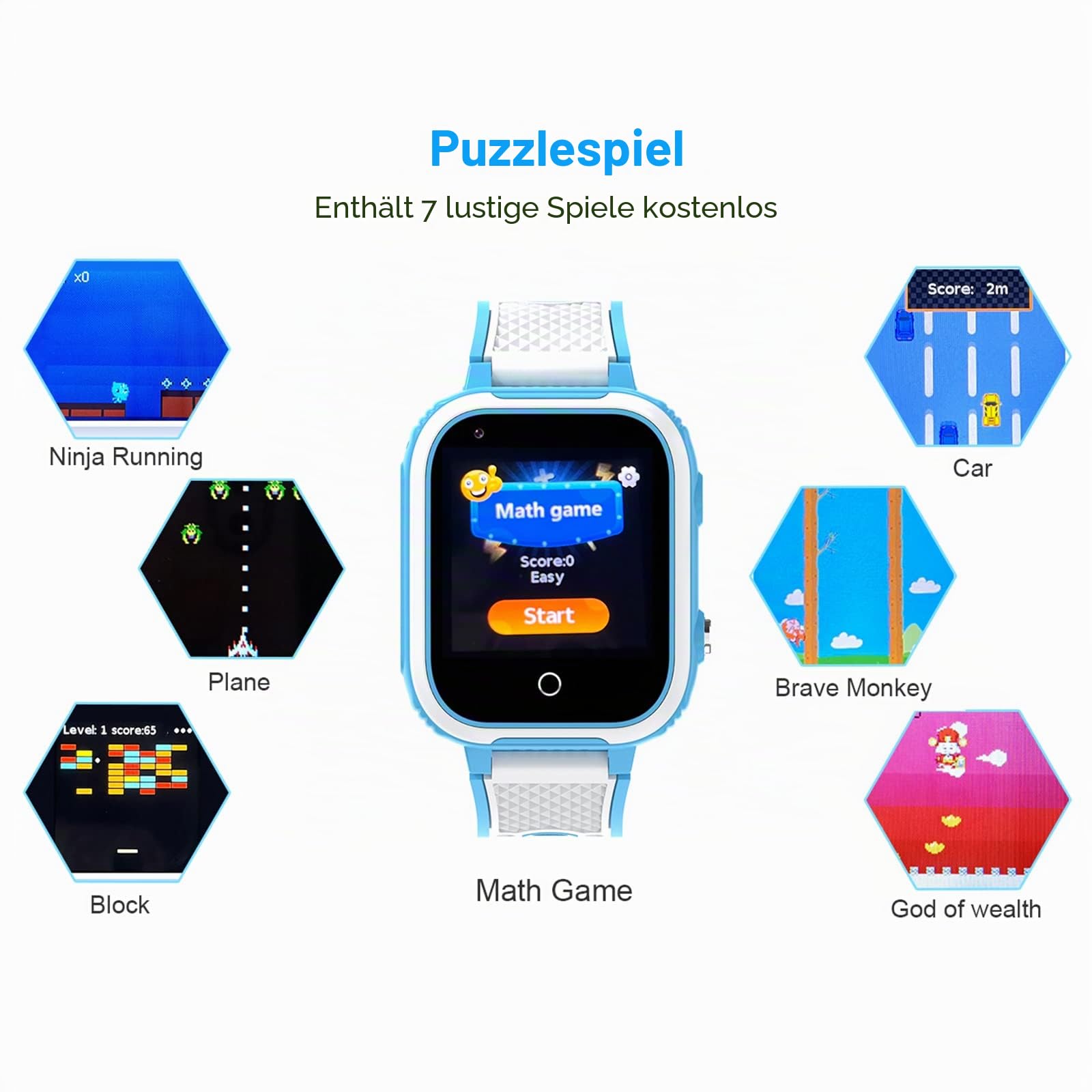 4G Smartwatch für Kinder mit GPS-Tracker, Uhr, Sprach-, Video-Chat, Text, Anruf, SOS-Alarm, Kamera, Schrittzähler, WLAN, wasserdichter Touchscreen, Kinderuhr für Alter 4–12 Jahre, Jungen,