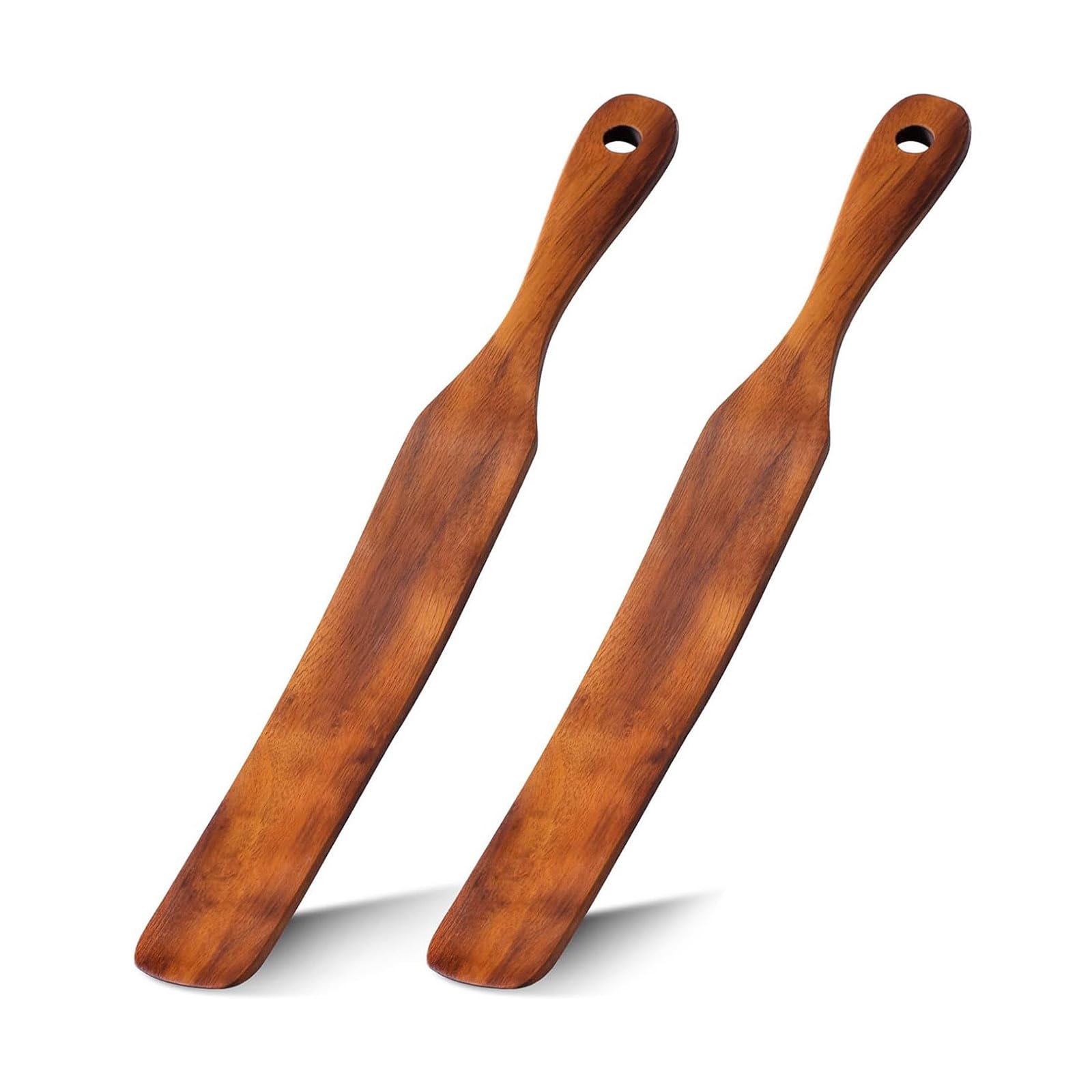 Xinsheinelry 2Pcs Kitchen Skinny Spurtle for Sourdough Starter Reaching Bottom of Jar Dough Whisk Stirring Mixing Wooden Stir Spatula Kitchen Tool