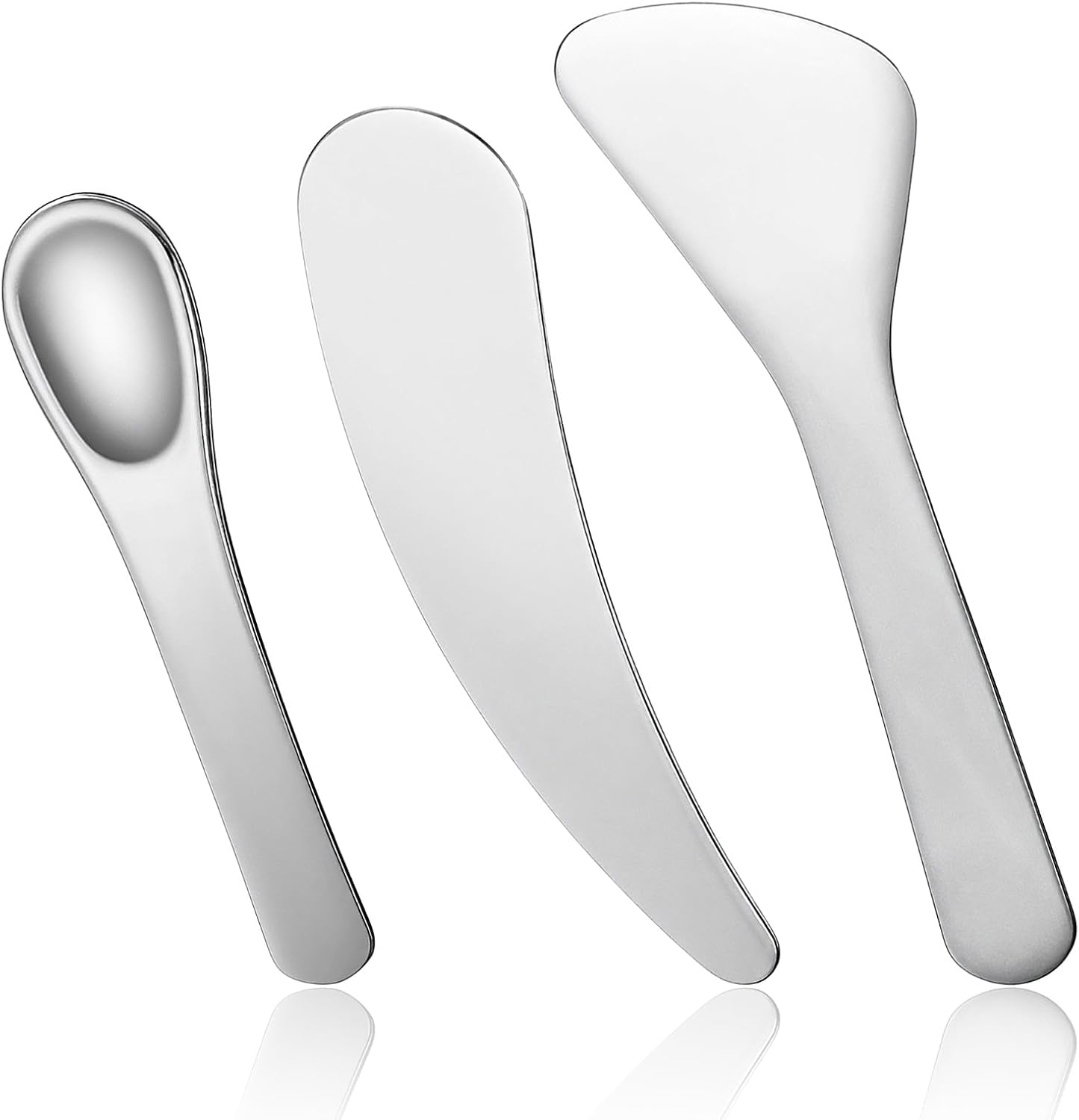 3 Pcs Mini Cosmetic Spatula, Stainless Steel Makeup Spatula, Skincare Spatulas Beauty Accessories, Mini Spatulas for Cosmetics Mixing and Sampling, Lotion Applicator Tool for Face Mask Cream Lotions