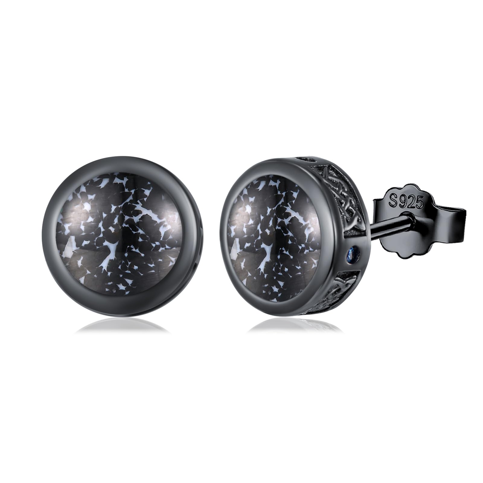 925 Sterling Silber Schwarz/Silber/Gold/Ohrstecker für Männer Frauen Unisex Wikinger Ohrringe für Hypoallergene Ohren Geschenke für Ehemann Frau Vater Bruder,Größe 7 & 9,5 mm