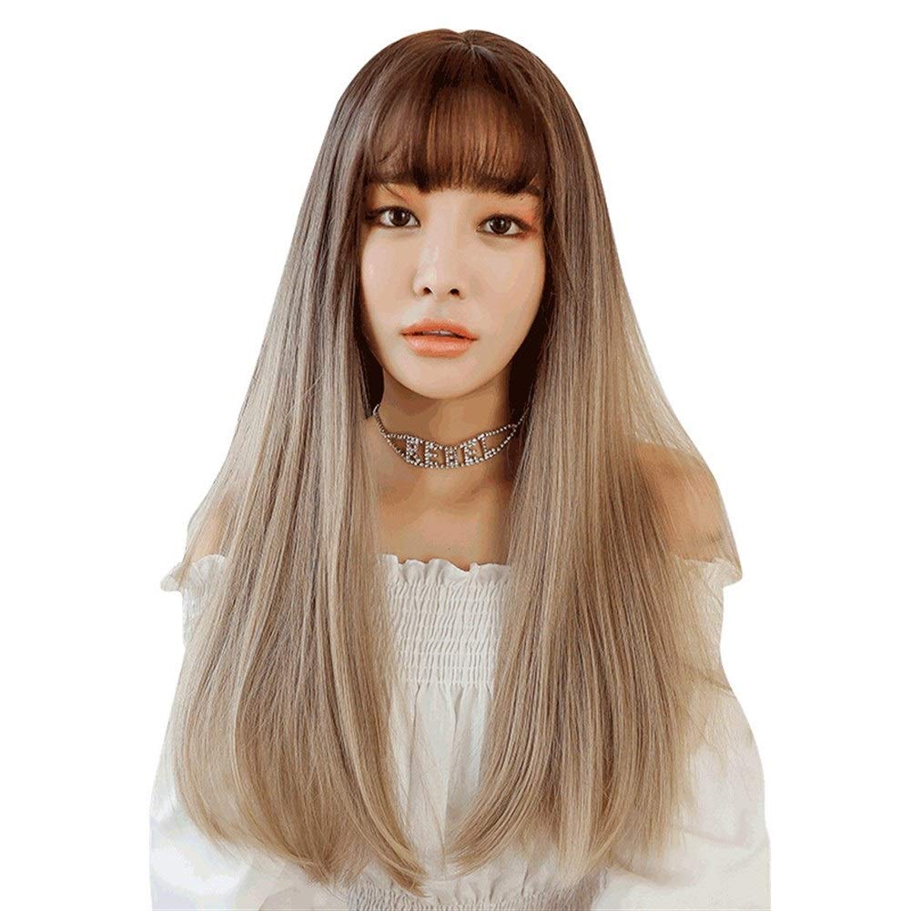 Amazon Co Jp Yuxinxin 新しい女性のかつら韓国のファッション現実的な髪の長いストレートの髪のかつら嘉ファ化学繊維のかつら Color Chocolate 45cm Beauty