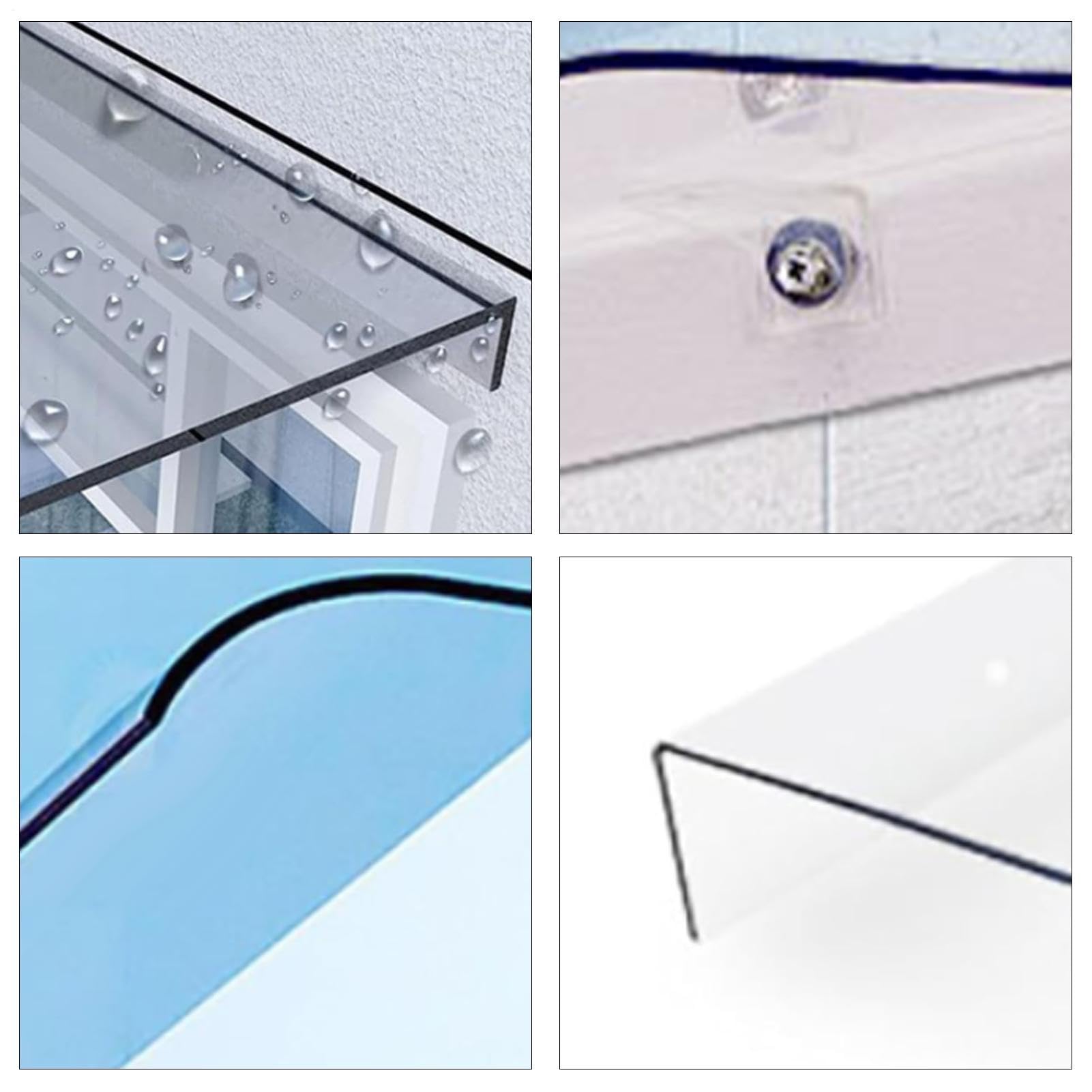 Marquesina Puerta Principal - Alero Exterior | Cubierta Opaca De Policarbonato | 40x40cm, Protección Lluvia Nieve Rayos UV, Fijación Mural Para Ventanas, Patios, Terrazas, Jardines, Instalación