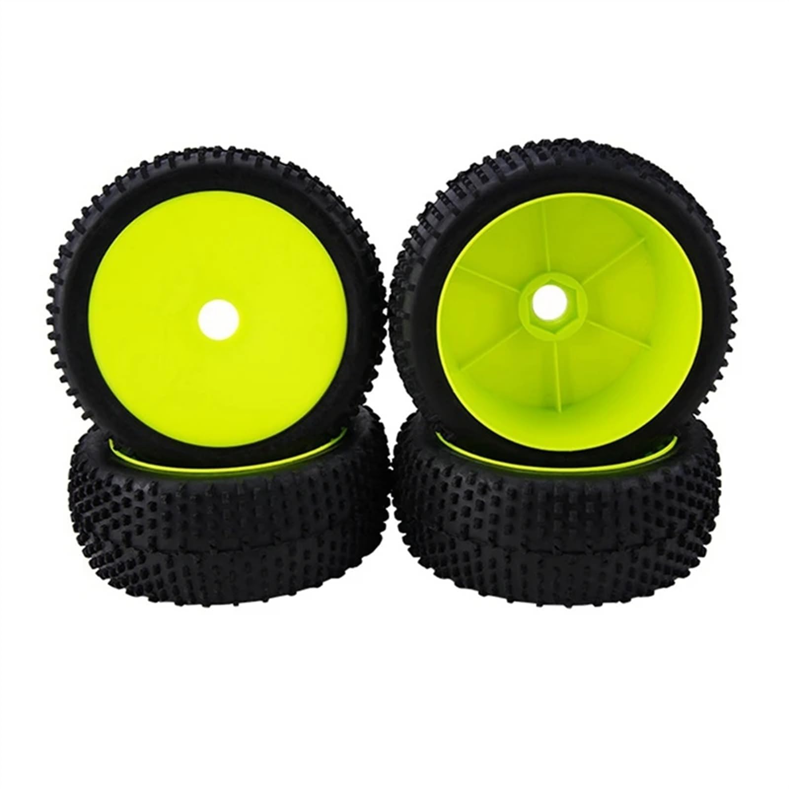 4 Pneus + Jantes Vert Pour Voiture RC 1/8 Buggy Tout-Terrain - Hex 17mm, Caoutchouc, Compatible Losi HPI Kyosho